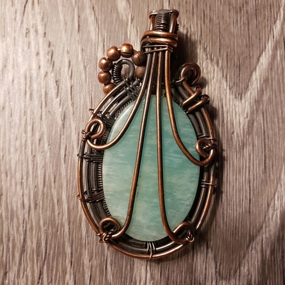 765- Amazonite Pendant Necklace Handmade NWT - Picture 4 of 8